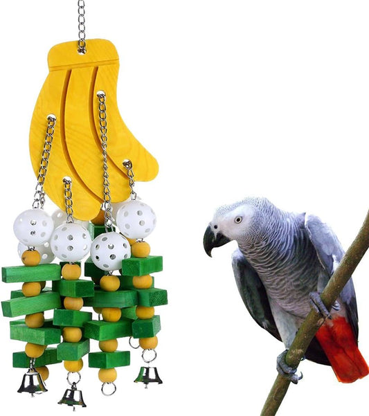 Bird Chewing Toy Large Medium Parrot Cage Bite Toys (Banana)