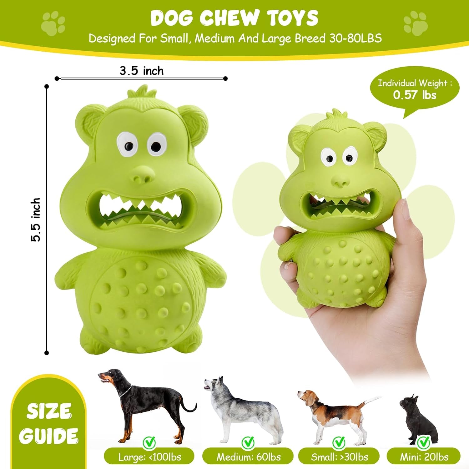 Dog Toys for Aggressive Chewers Natural Rubber Squeaky Dog Toys 