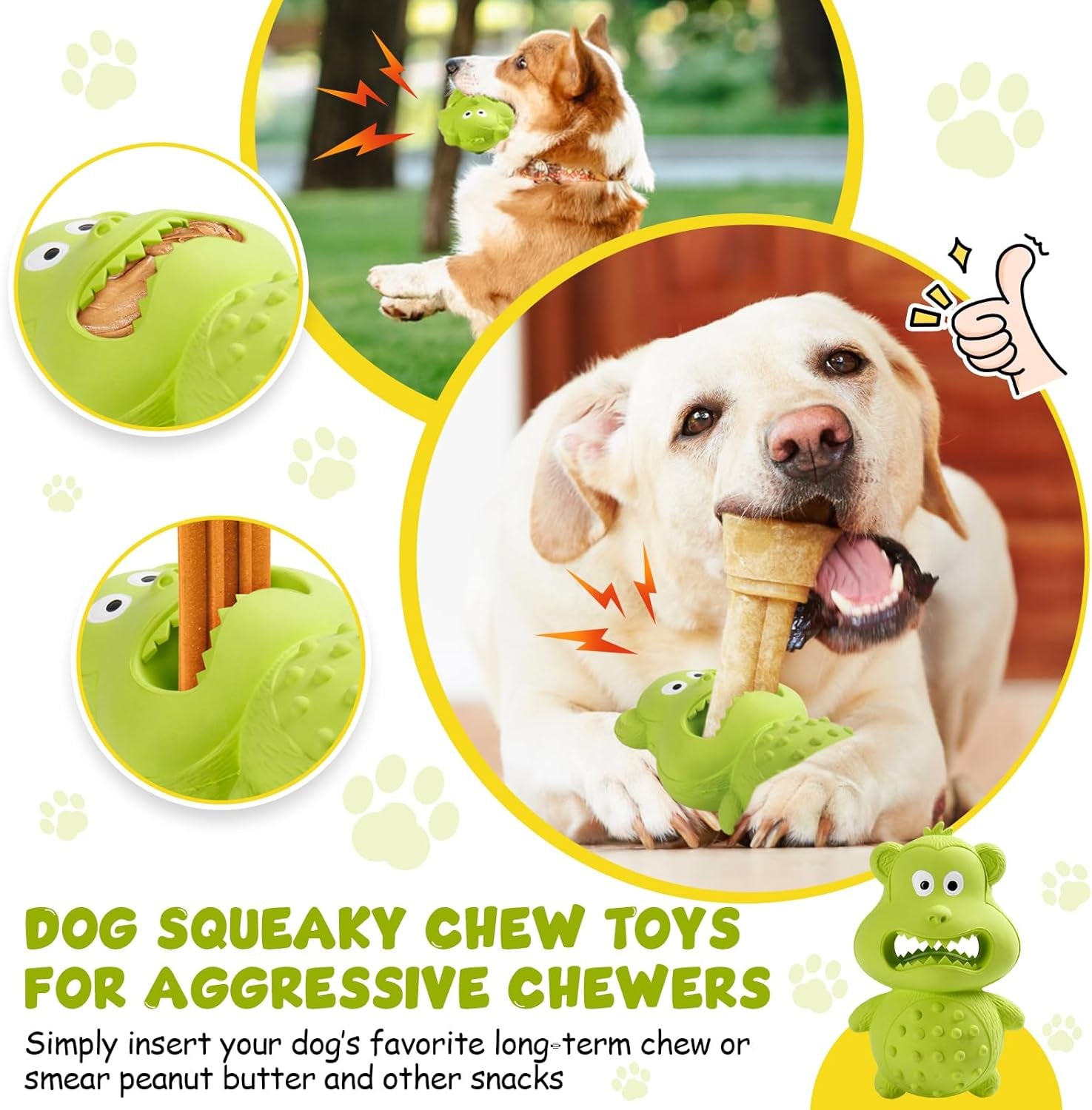 Dog Toys for Aggressive Chewers Natural Rubber Squeaky Dog Toys 