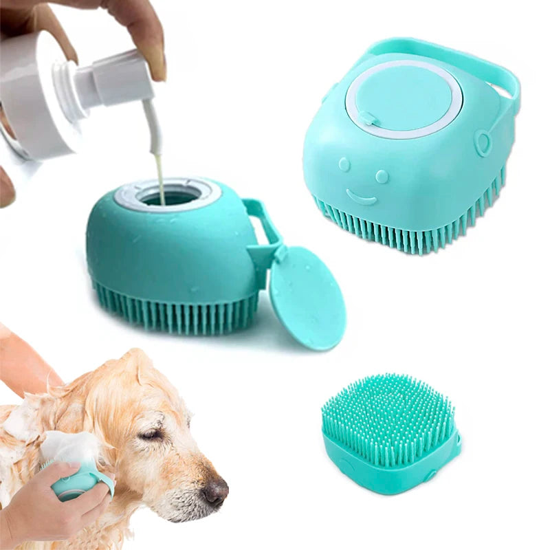 Pet Dog Shampoo Brush Cat Massage Comb Grooming Scrubber for Bathing Short Hair Soft Silicone Rubber Pet Shower Accessories