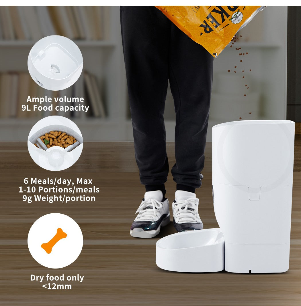 Pawz 9L Auto Pet Feeder Automatic Camera Cat Dog Smart Wifi App Food Dispenser